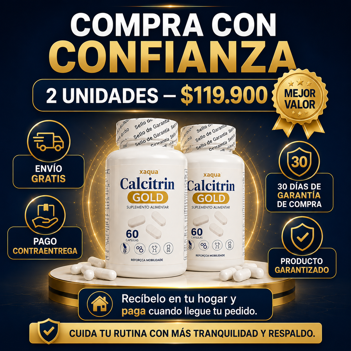 Calcitrin Gold | Fortalece Tus Huesos y Articulaciones para Volver a Moverte Sin Límites