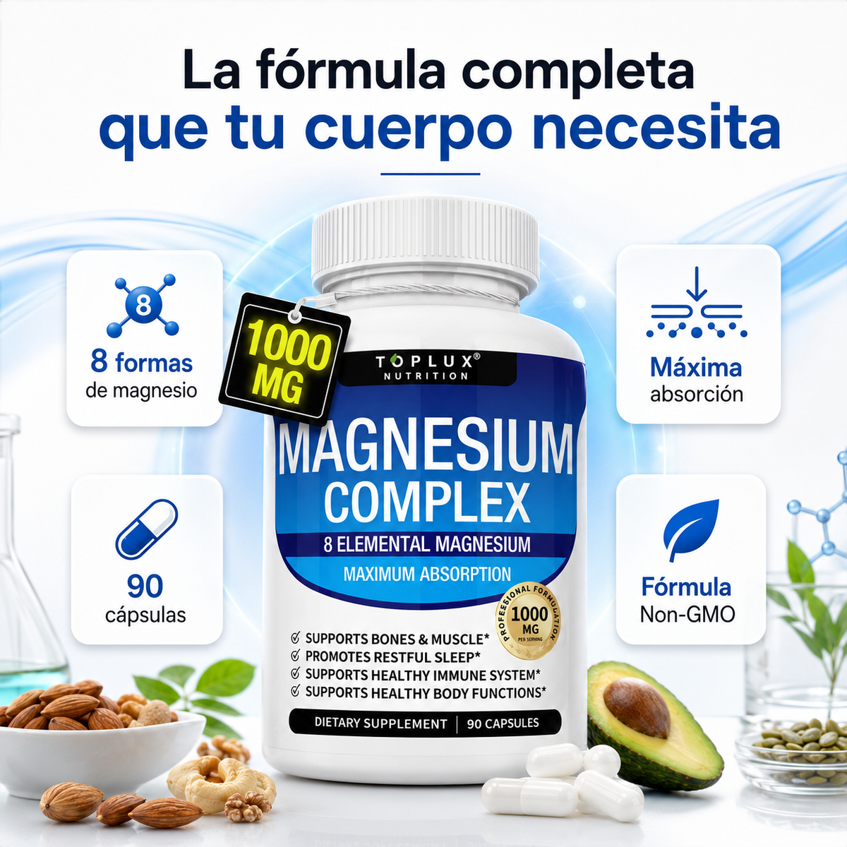 Complejo de magnesio 8 en 1 🇺🇸 Producto 100% Americano