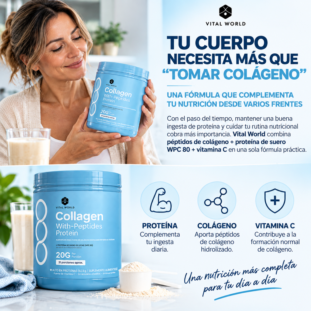 Collagen Bio - Peptides | Para Tu Piel, Cabello, Uñas, Articulaciones Y Huesos