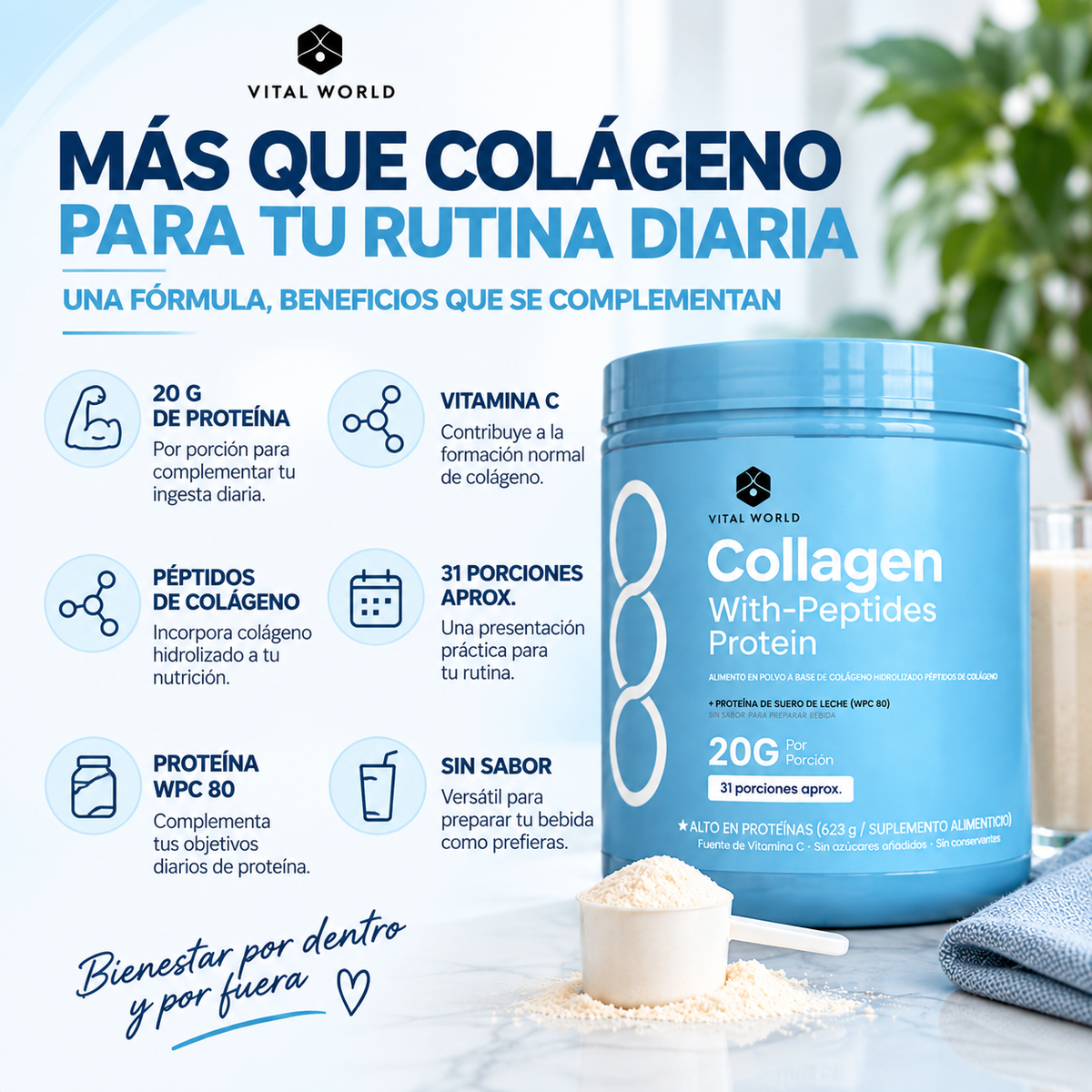Collagen Bio - Peptides | Para Tu Piel, Cabello, Uñas, Articulaciones Y Huesos