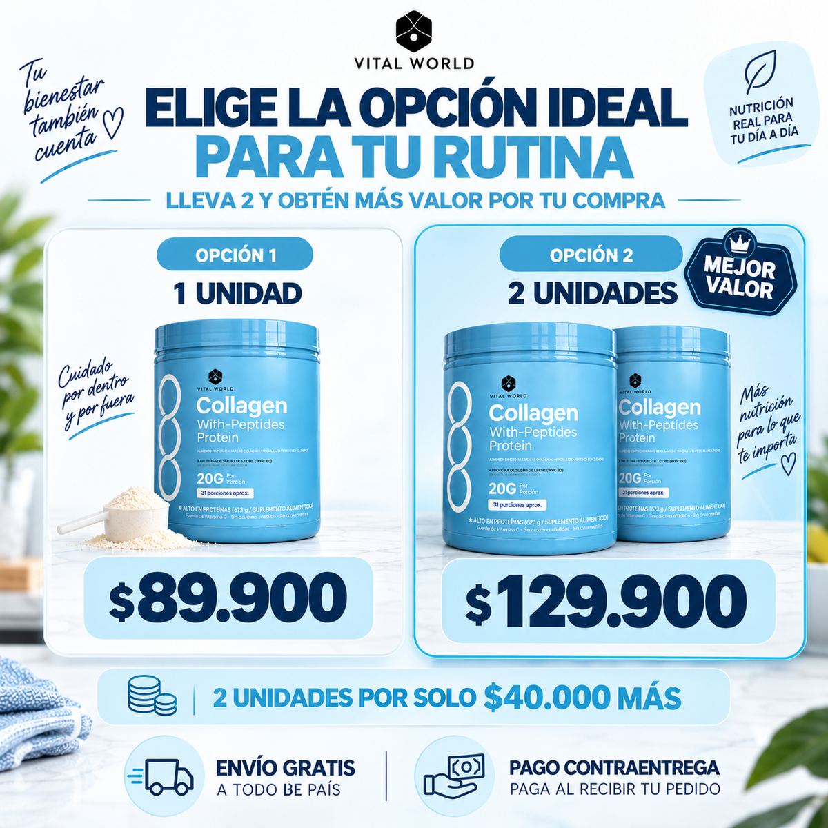 Collagen Bio - Peptides | Para Tu Piel, Cabello, Uñas, Articulaciones Y Huesos