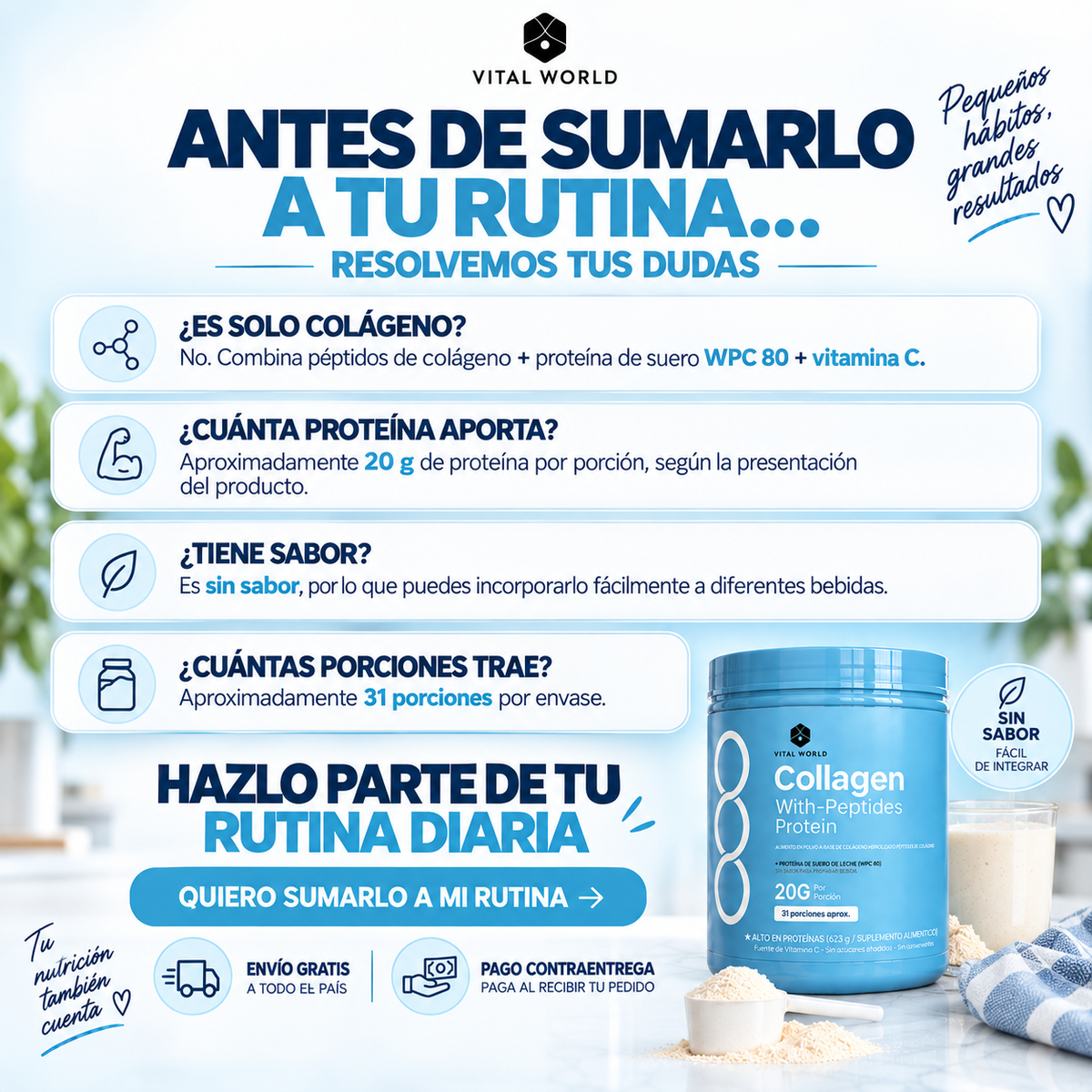 Collagen Bio - Peptides | Para Tu Piel, Cabello, Uñas, Articulaciones Y Huesos